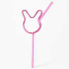Bunny-Shaped Fun Straws in Black and Pink - Easter Party Favors