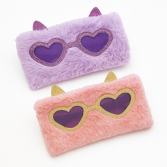 Fuzzy Heart Sunglasses Pouches ‚Äì Assorted Colors