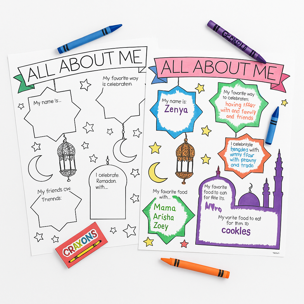 "All About Me" Ramadan Coloring Activity Sheets ‚Äì 10 Pages
