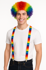 Vibrant Rainbow Stripe Suspenders