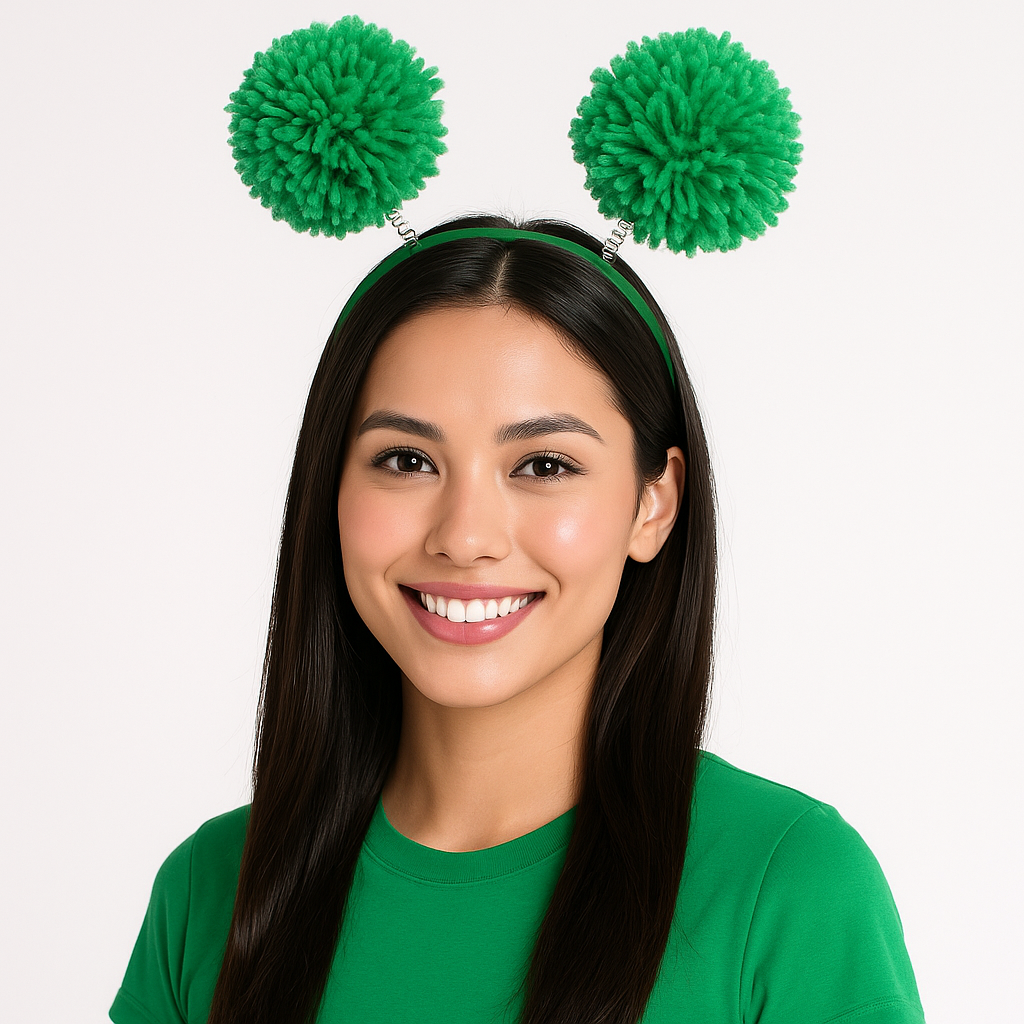 Festive Green Pom Pom Headbopper Headband