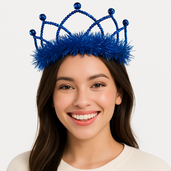 Royal Blue Tinsel Trim Tiara Headband