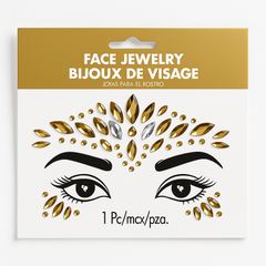 Gold Face Jewel Stickers - Self-Adhesive Costume Accessories