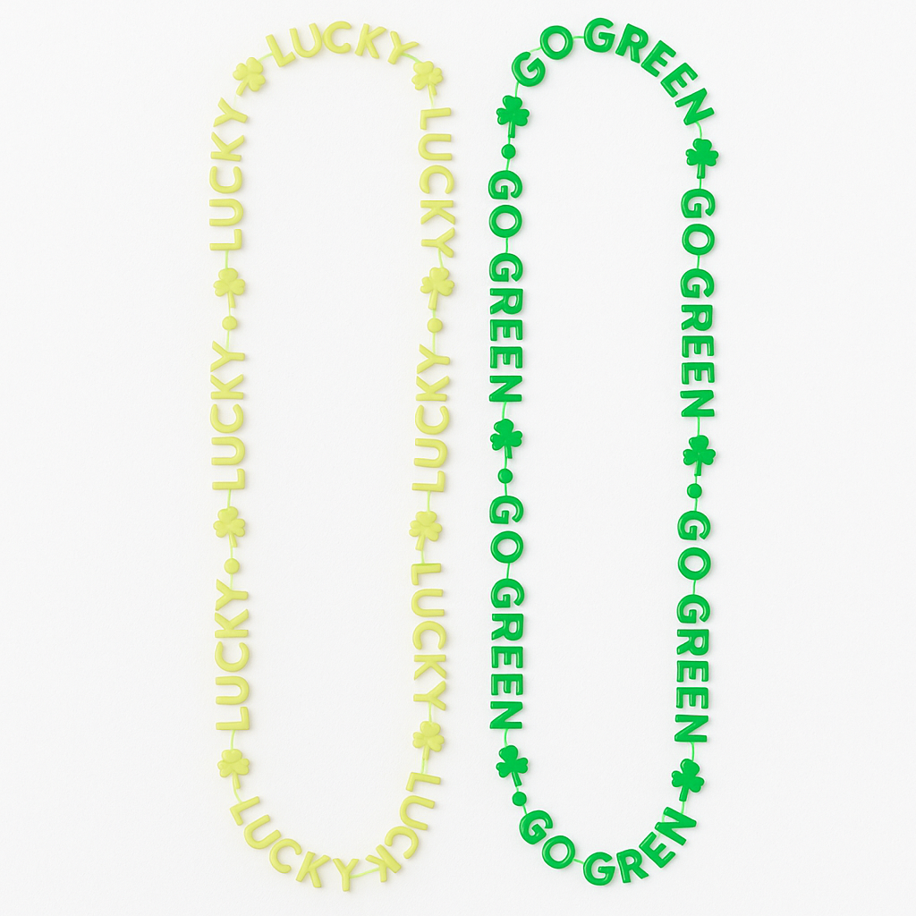 St. Patrick's Day Glow-in-the-Dark Bead Necklaces, 2-Pack