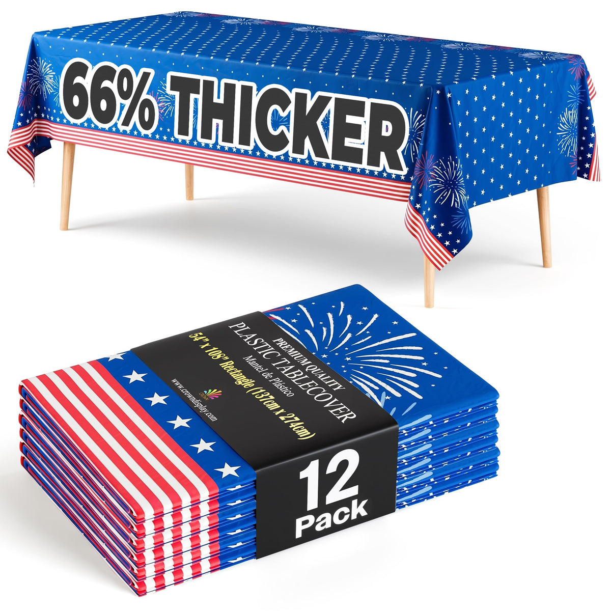 12 Pack Patriotic Starburst Table Cover | 54 in. x 108 in.