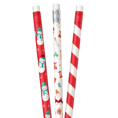 Christmas Peppermint Twist Pencils - 24 Pack Festive Favors