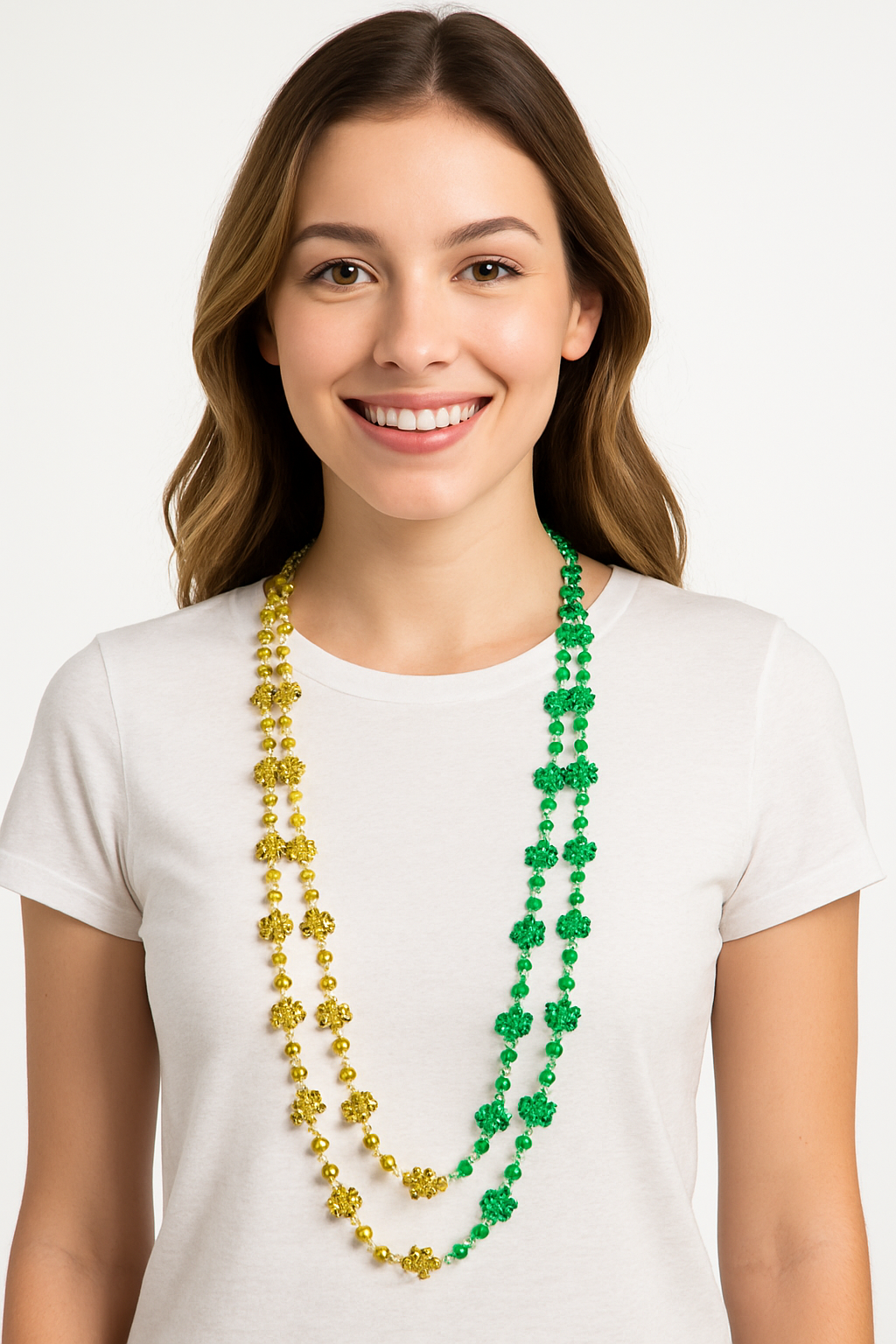 St. Patrick's Day Shamrock Bead Necklaces - 2 Pack
