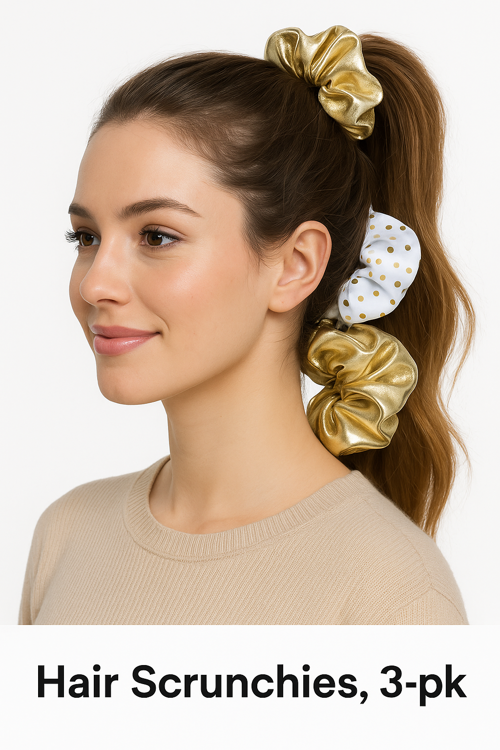 Gold Team Spirit Scrunchies - 3 Pack