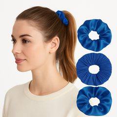 Royal Blue Hair Scrunchies - 3 Pack
