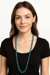 Light Blue Metallic Bead Necklace ‚Äì 30" Team Spirit Accessory