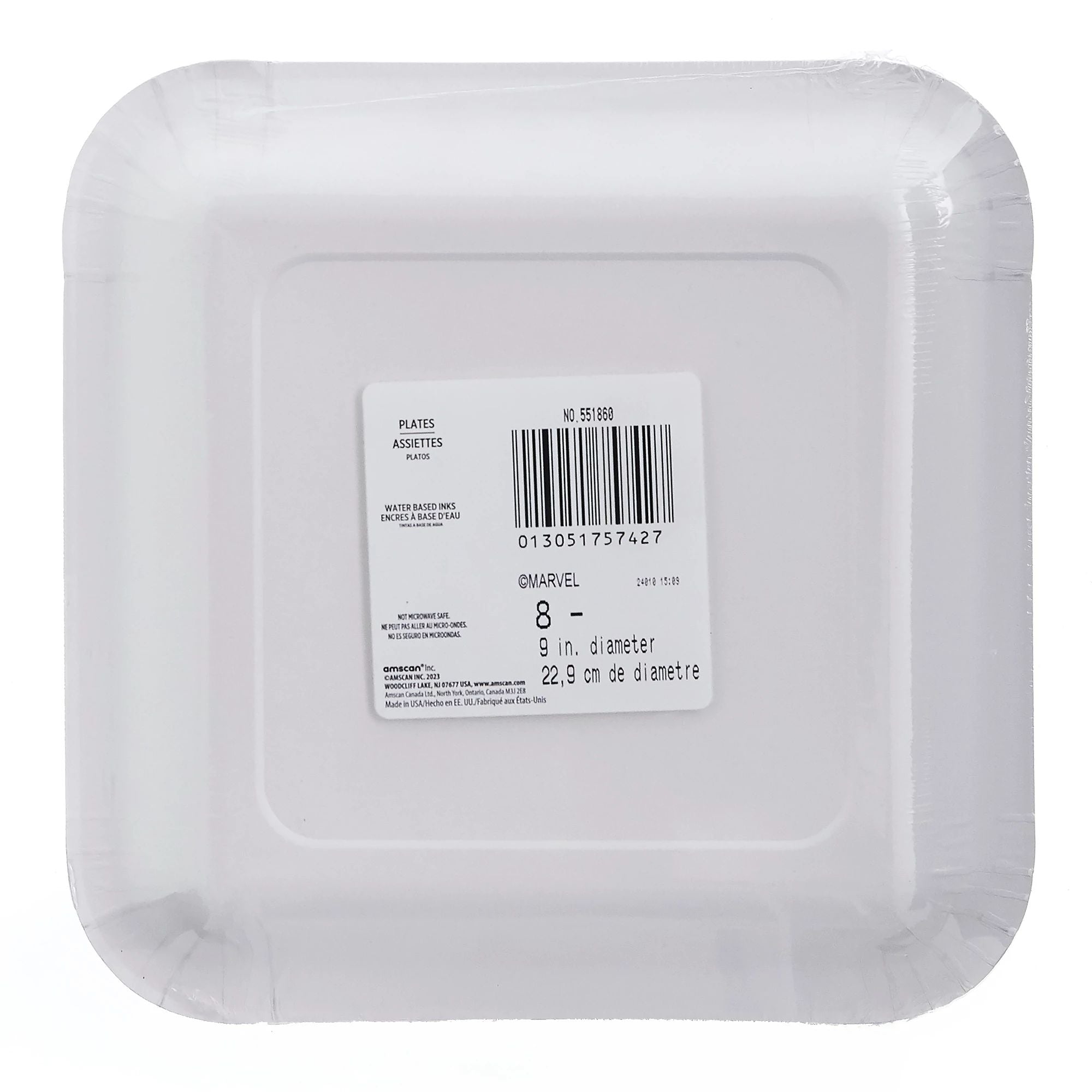 Little Gym - Spider-Man Webbed Wonder Square Paper Plates, 9-Inch, 8-Pack
