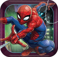 Little Gym - Spider-Man Webbed Wonder Square Paper Plates, 9-Inch, 8-Pack