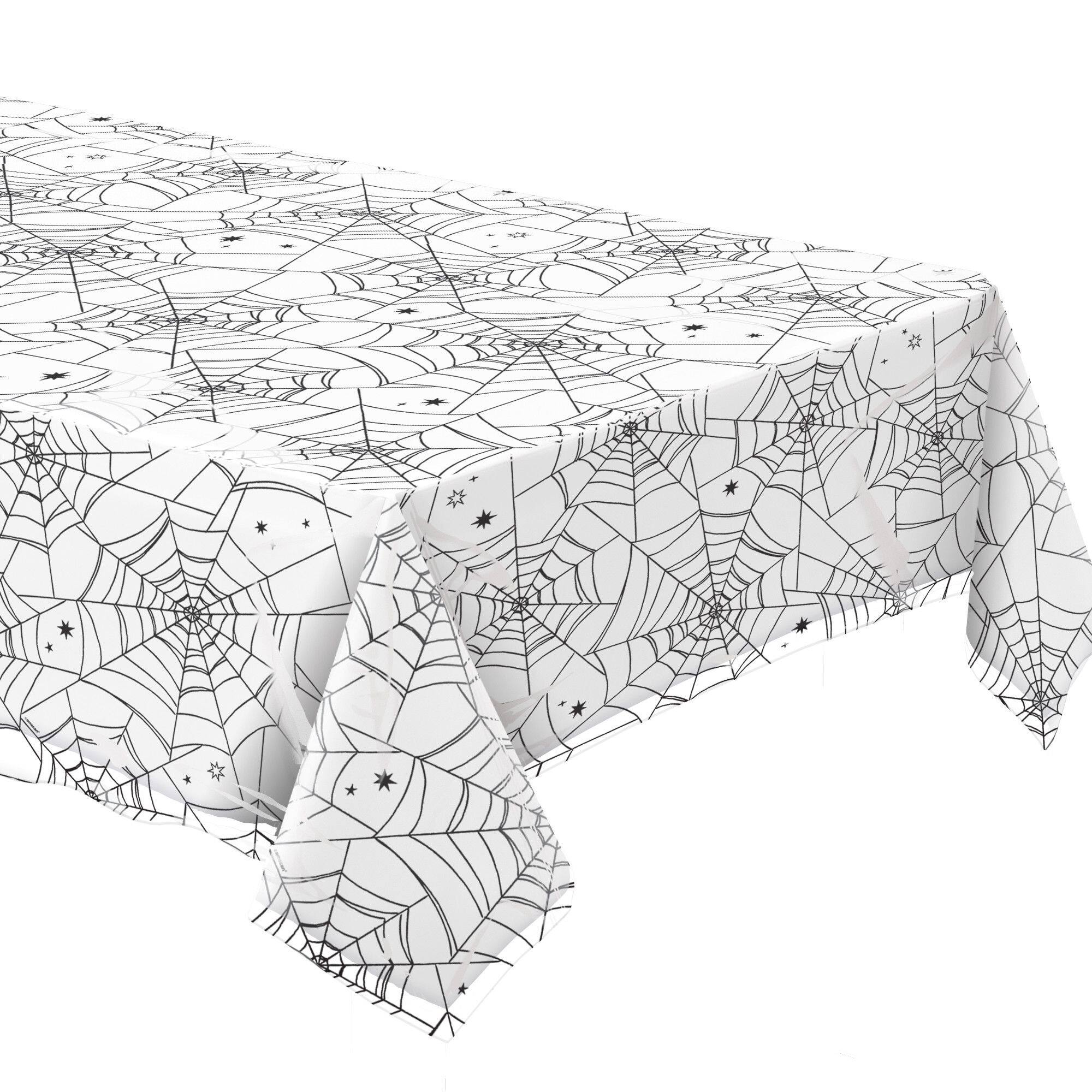 Little Gym - Spider Web Night Clear Plastic Table Cover for Halloween