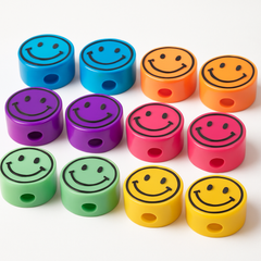 Smiley Face Pencil Sharpeners - 12 Pack Multi-Colored Party Favors