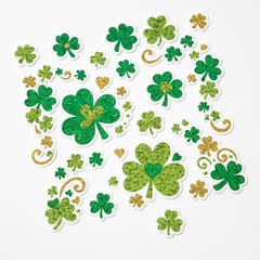 Shamrock Glitter Body Jewelry Stickers, Green/Gold, 17-Pack for St. Patrick's Day