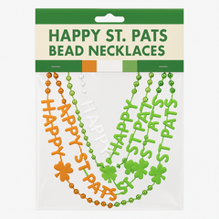 "Happy St. Pats" Bead Necklaces, Green/Orange/White, 6-Pack