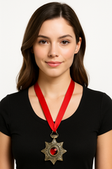 Deluxe Vampire Medallion Necklace - Red Ribbon