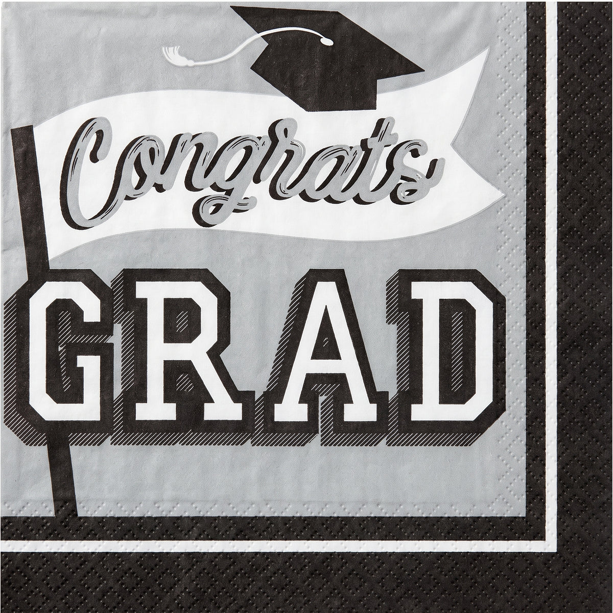 True to Your School Graduation Lunch Napkins - 6.5 In. x 6.5 In. - Silver, 40 Pack