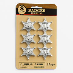 Silver Sheriff Badge Pins ‚Äì 8 Pack