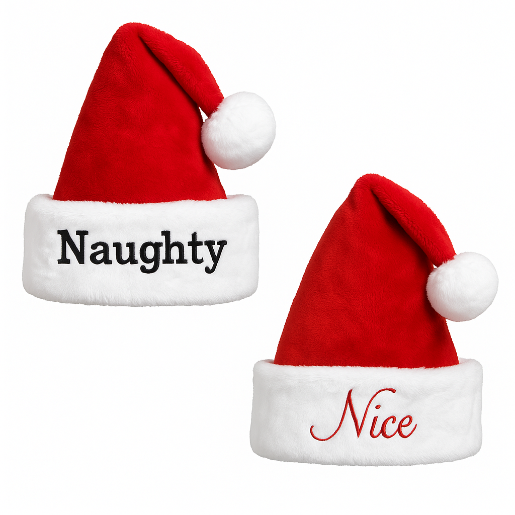 Naughty & Nice Santa Hat Set - 2 Pack Christmas Accessory