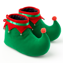 Festive Adult Elf Shoes - Green & Red, Fits Up to Men's Size 12
