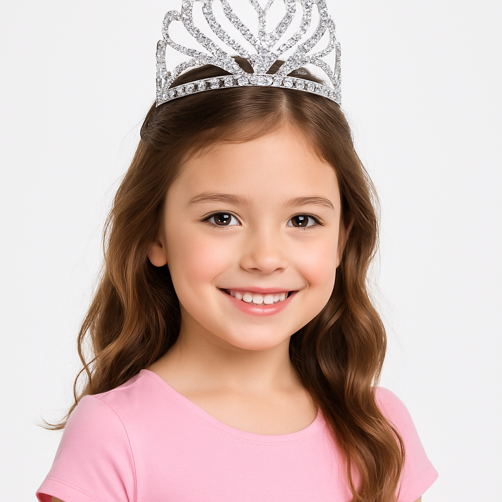 Elegant Silver Princess Tiara with Hair Combs