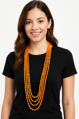 Vibrant Orange Metallic Bead Necklaces - 8 Pack