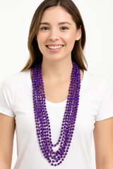 Purple Metallic Bead Necklaces - 8 Pack
