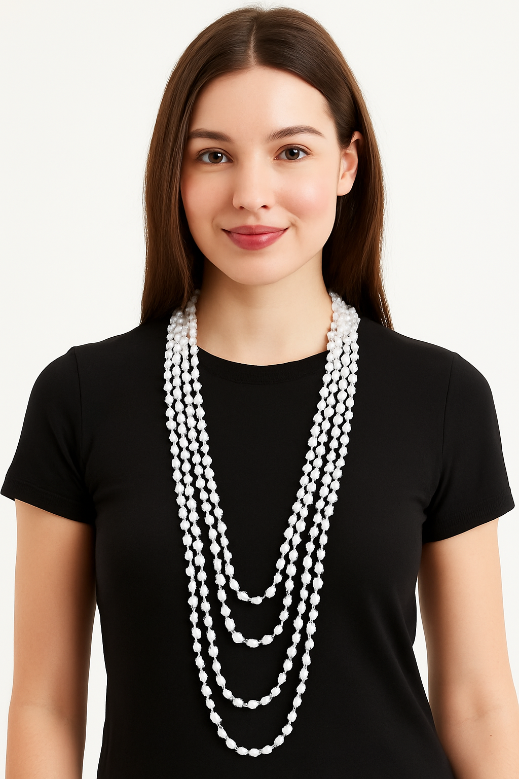 Silver Metallic Bead Necklace Set - 8 Pack