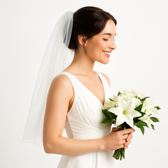 Elegant Single Layer Bridal Veil - White Tulle Wedding Accessory