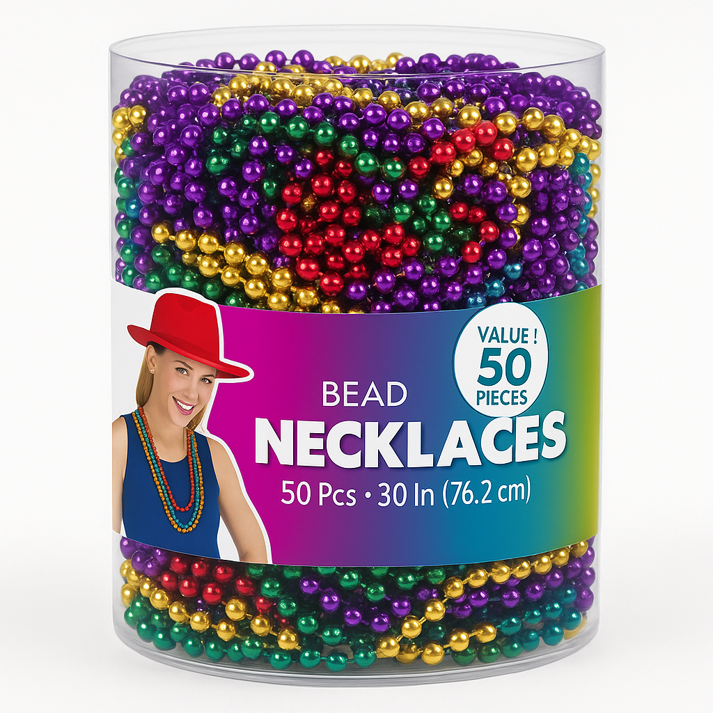 Rainbow Bead Necklaces ‚Äì 50 Pack, 30-Inch Length