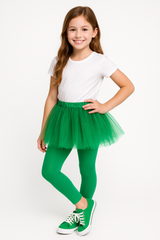 Kids' Festive Green Footless Tights - Perfect for Costumes and Team Spirit