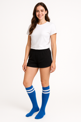 Royal Blue Striped Athletic Knee-High Socks