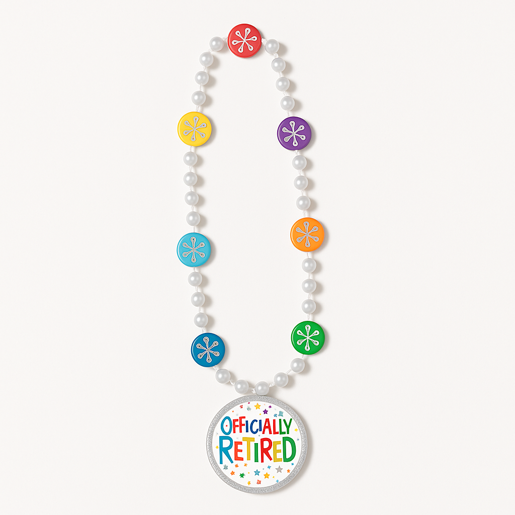Happy Retirement "Officially Retired" Beaded Necklace with Pendant