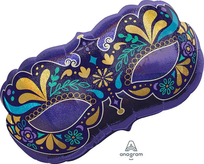 Night in Disguise Holographic Masquerade Mask SuperShape Foil Balloon - 30"