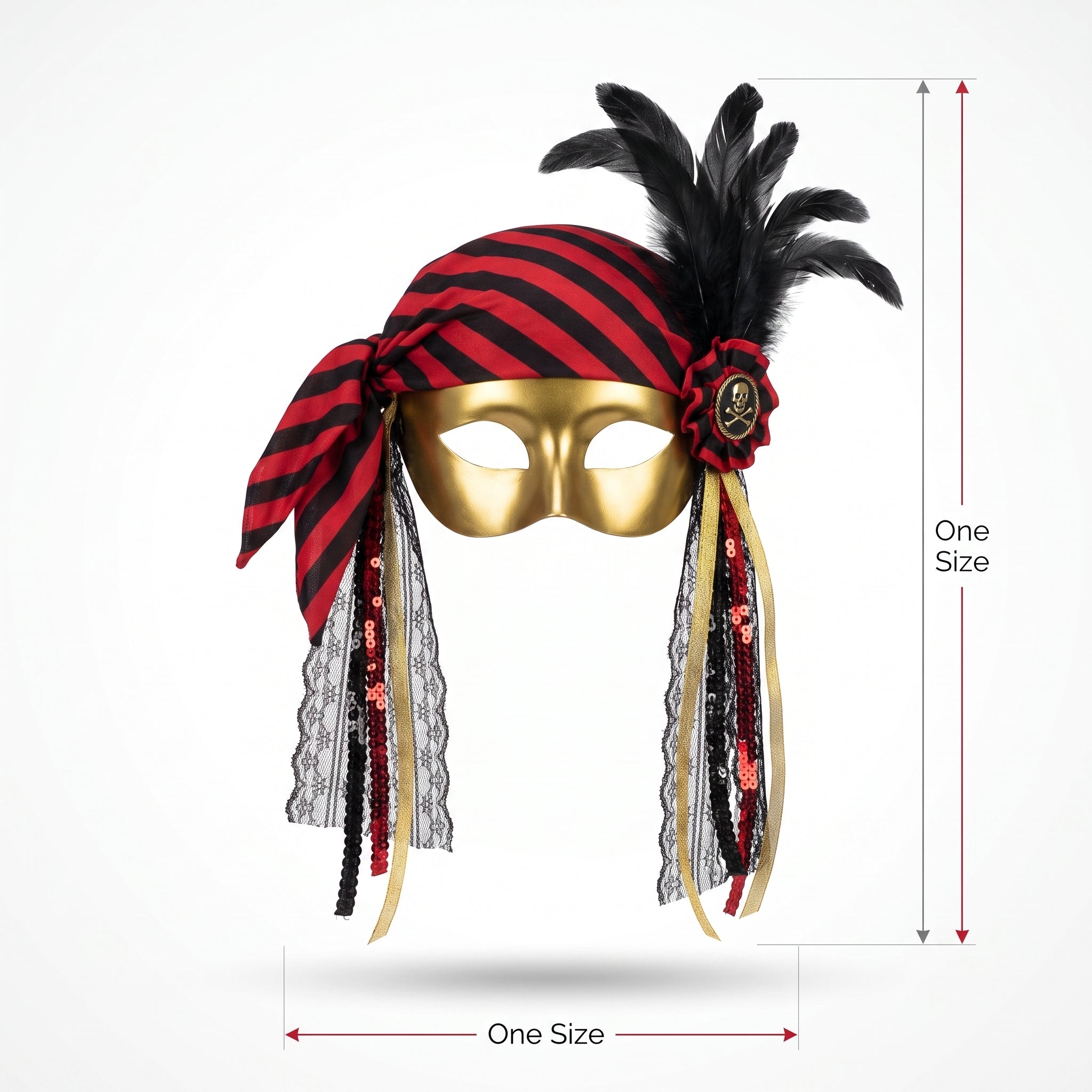Pirate Masquerade Feathered Mask for Halloween