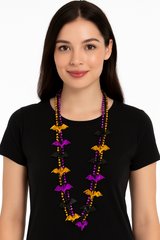 Halloween Bat Bead Necklaces, 31-Inch, Multi-Color, 6-Pack