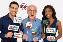Happy Retirement Photo Booth Props Kit - 13-Piece Set