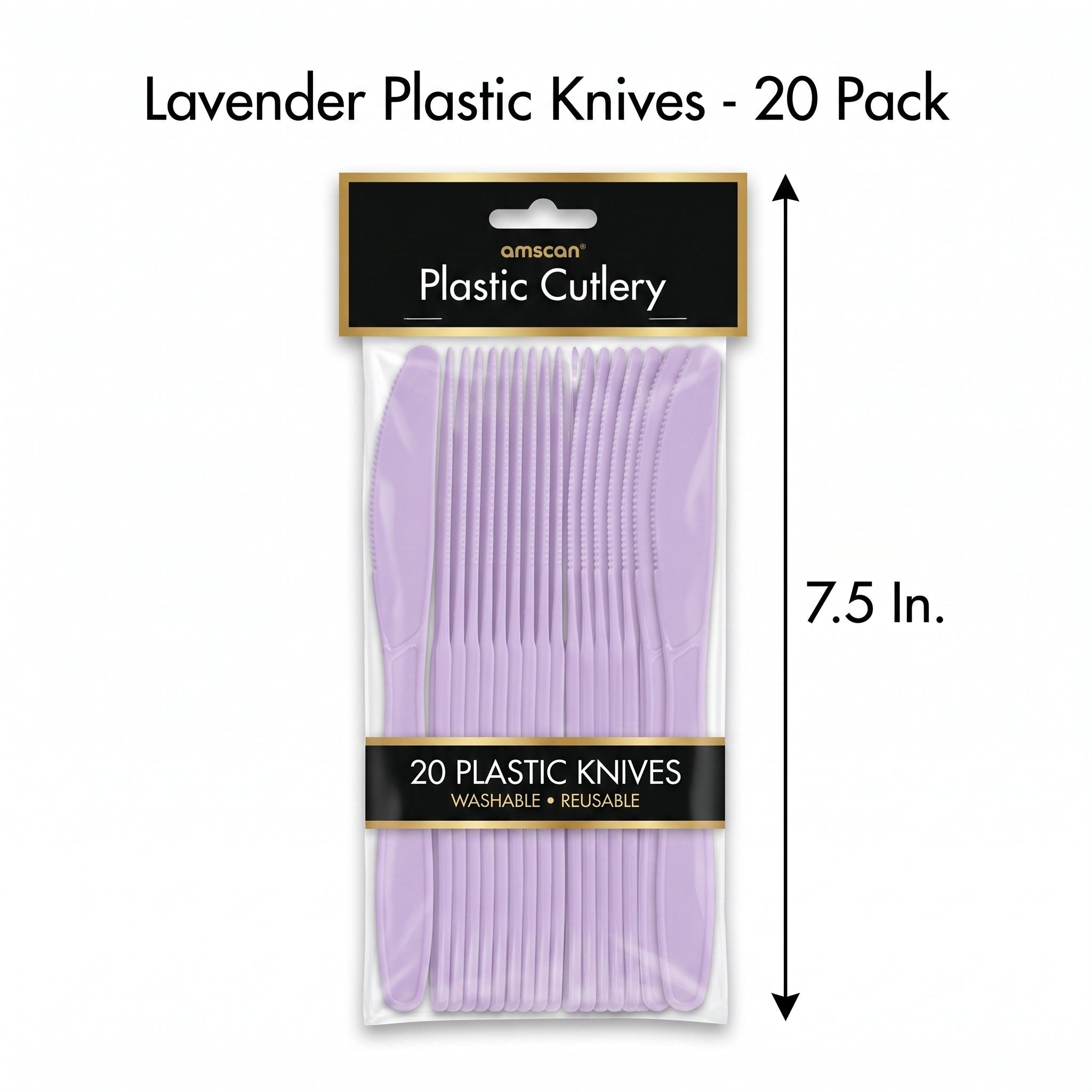 Lavender Plastic Knives - 7.5 In. | 20 Count