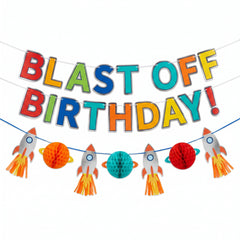 Blast Off Birthday Banner Kit for Baby's First Birthday