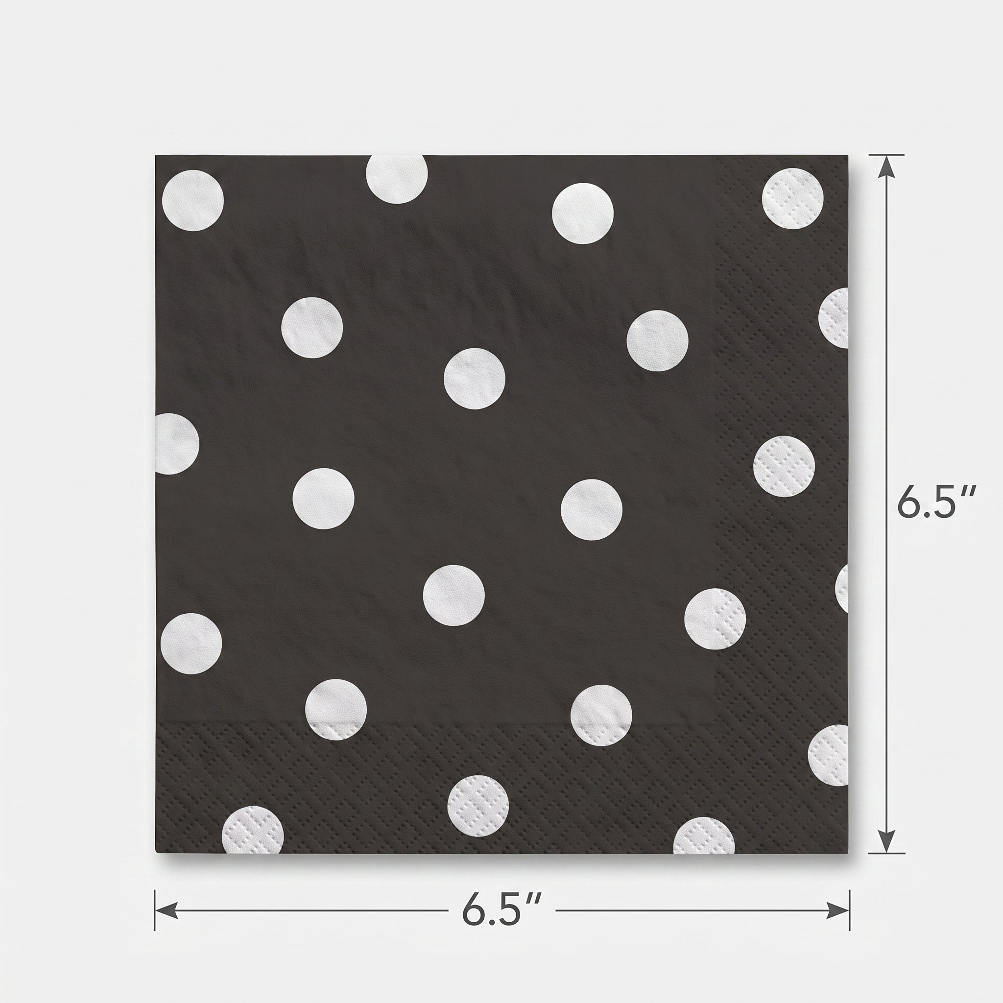 Jet Black Polka Dot Luncheon Napkins - 6.5 In. X 6.5 In. | 16 Count