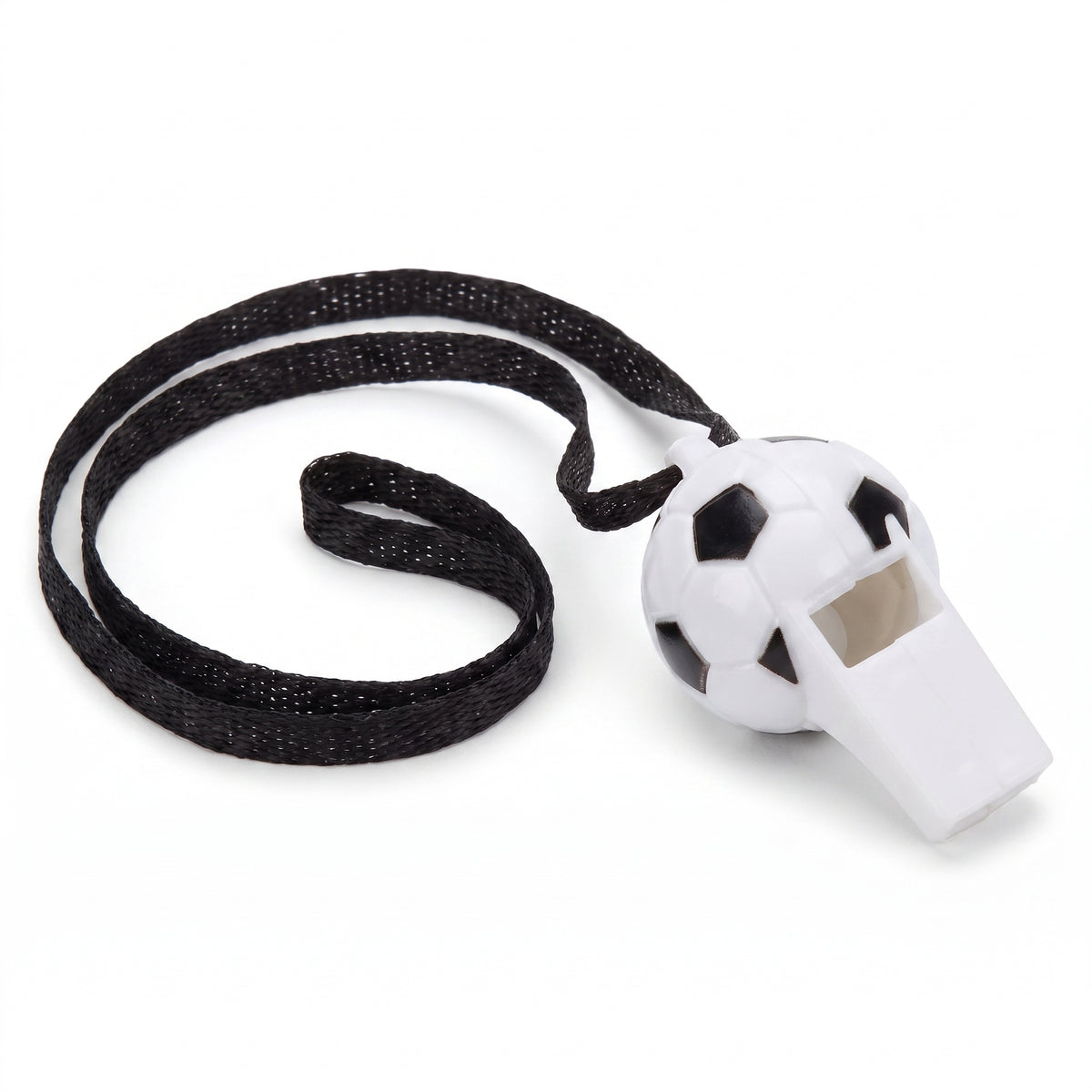 Soccer Ball Party Whistles with Lanyards, 8-Pack