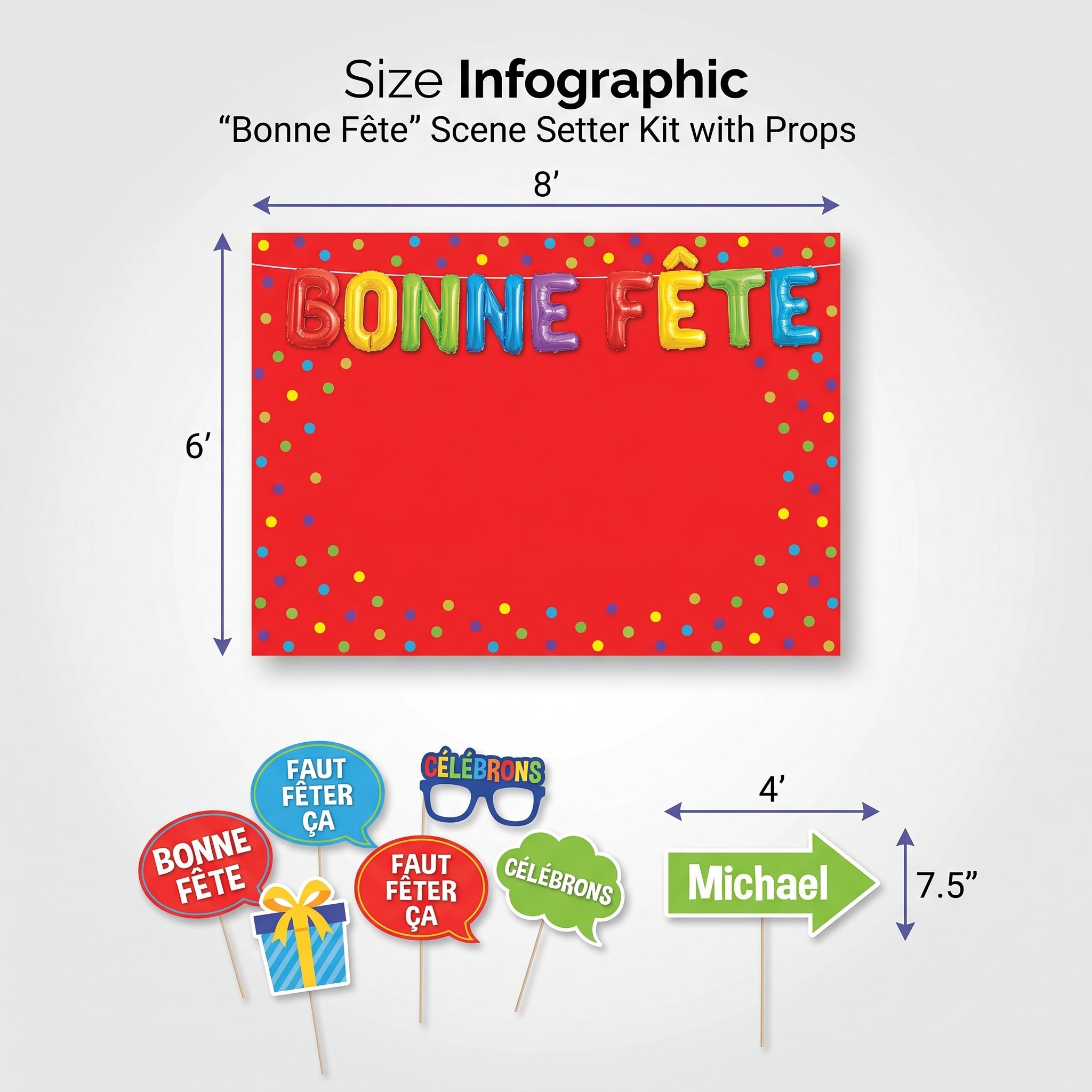 Colorful "Bonne Fete" Scene Setter Kit with Props