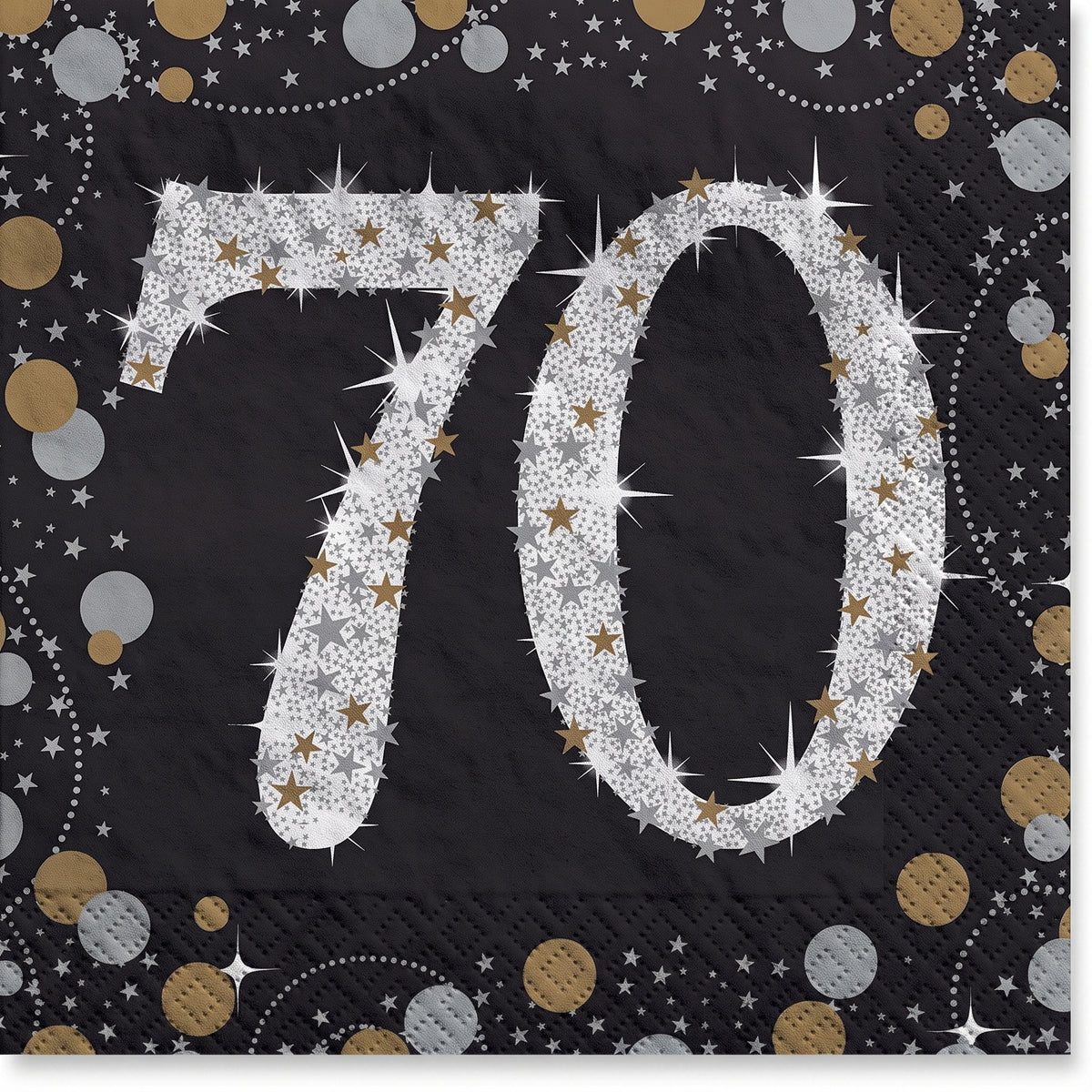Sparkling Celebration 70th Birthday Beverage Napkins - 5 In. X 5 In.