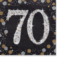 Sparkling Celebration 70th Birthday Beverage Napkins - 5 In. X 5 In.