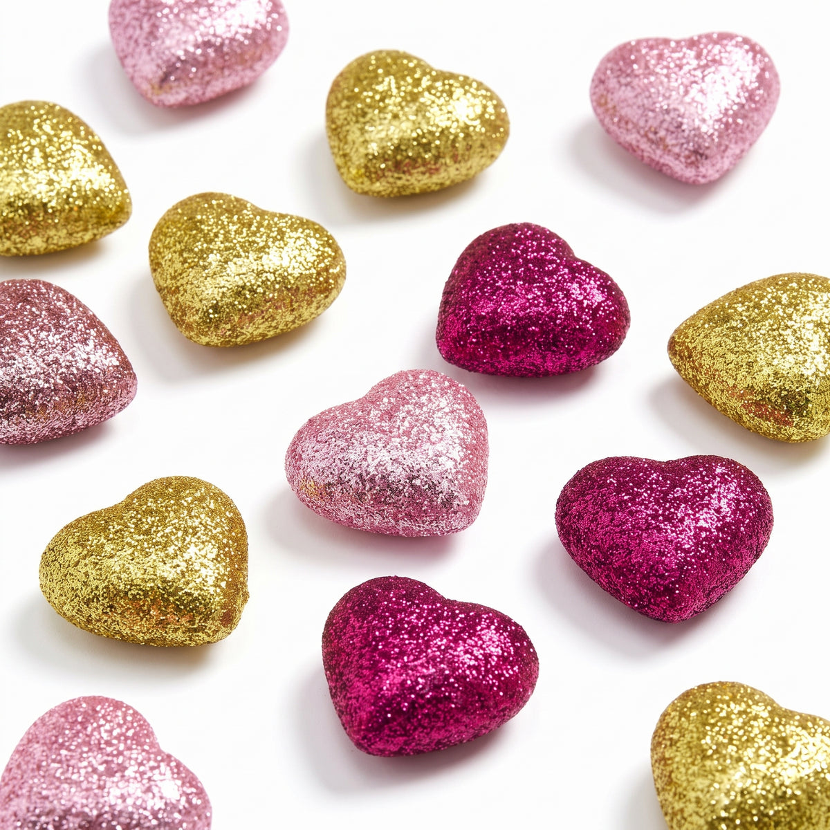 Glitter Heart Table Scatters - Pink & Gold Confetti Decor, 40 Pack