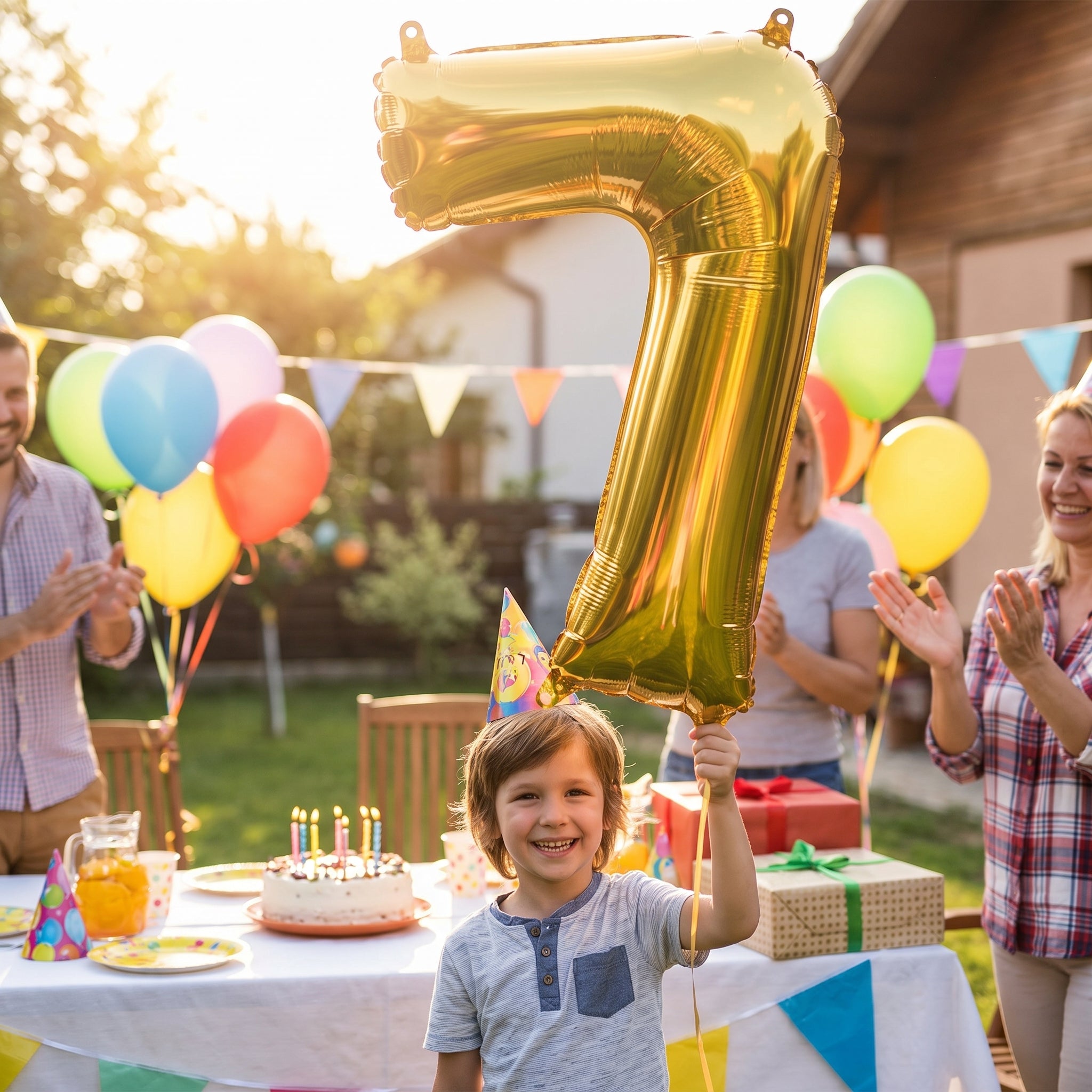 Gold Number 7 Foil Balloon - Air Filled
