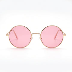 Retro Hippie Circle Sunglasses - Pink/Gold Halloween Costume Accessory