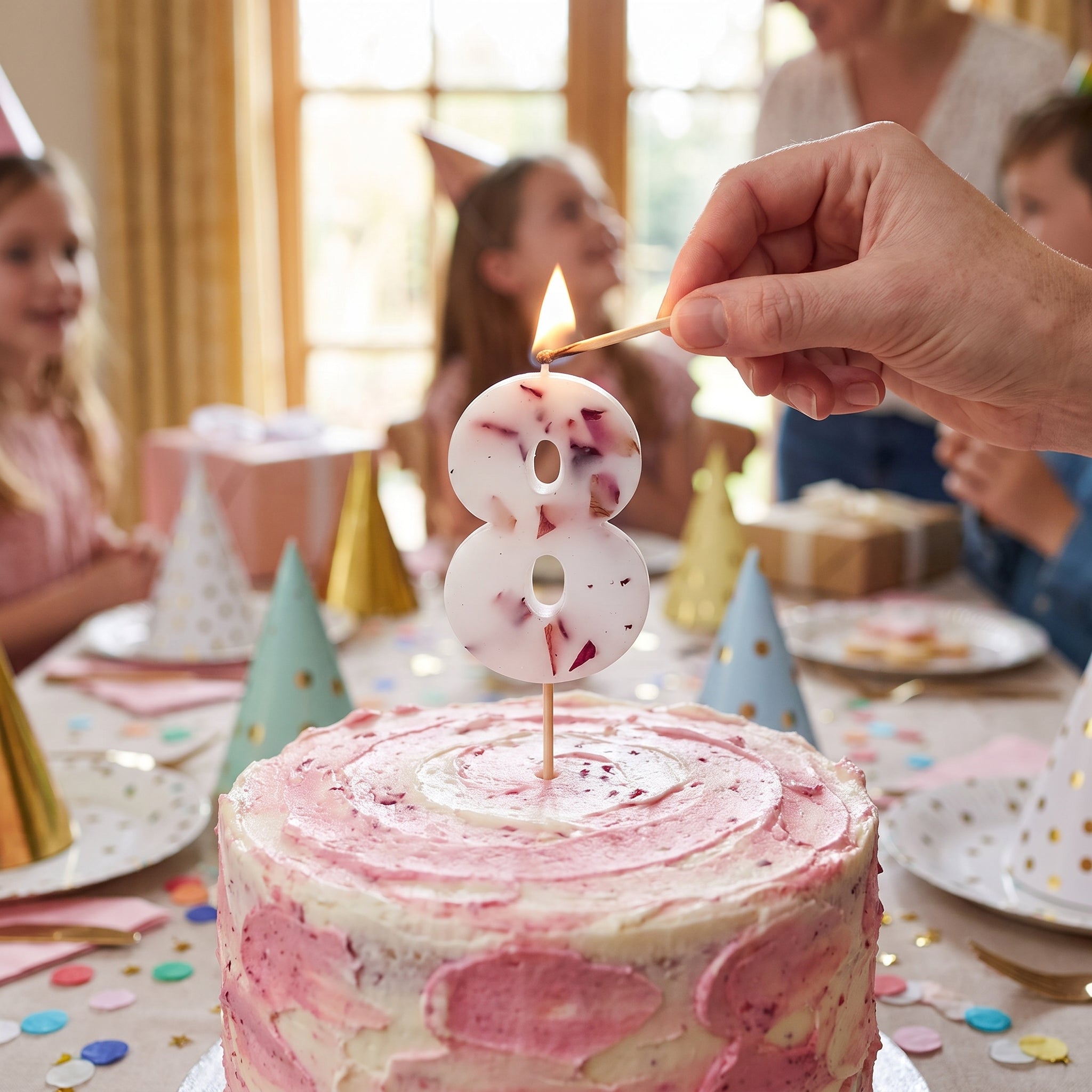 Ginger Ray Pressed Petal Number 8 Birthday Candle