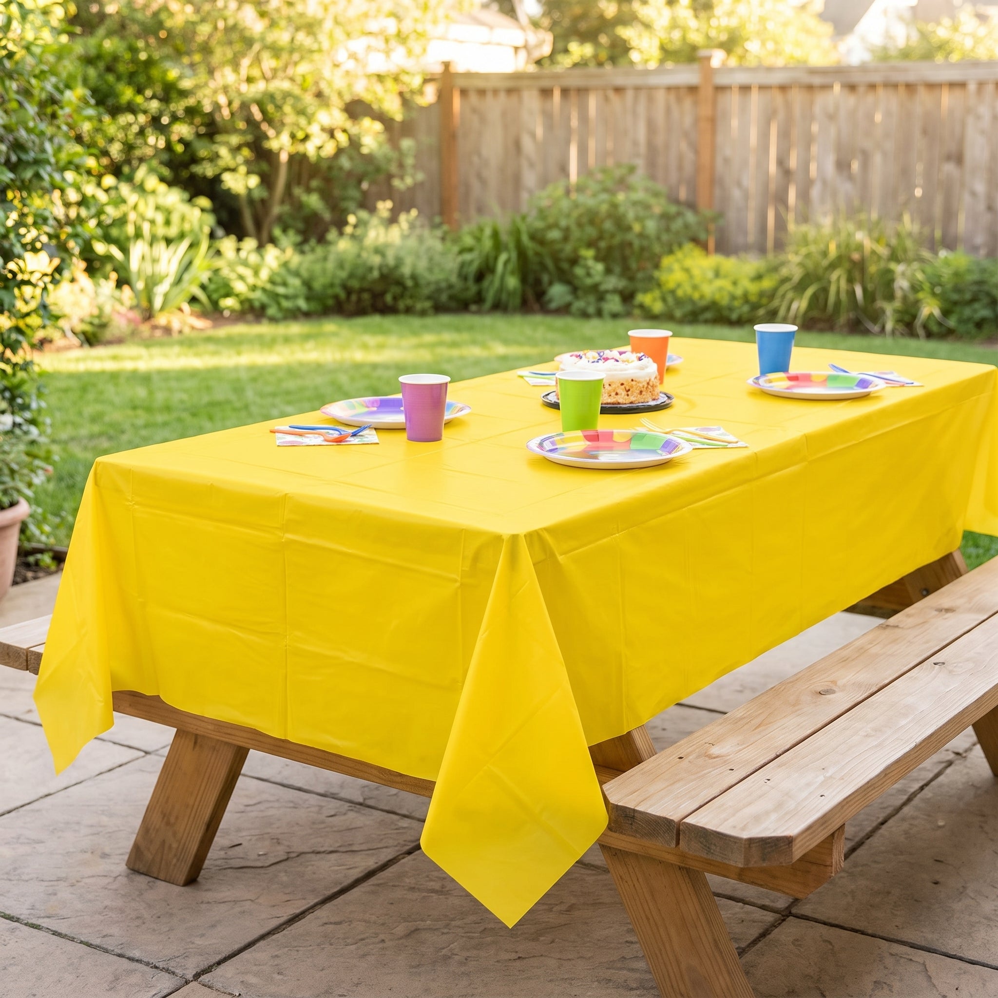 Yellow Plastic Rectangular Table Cover - 54" x 108"